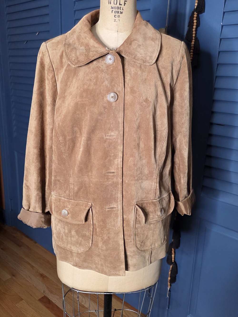 Alfani Woman Genuine Suede Leather Jacket Tan Honey Brown Plus Size 1X